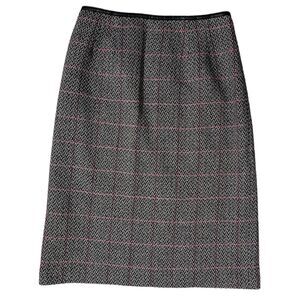 Vintage Talbots Skirt Womens 6 Black Pink Windowpane Plaid Career Dark Academia
